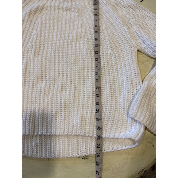 Free People White Chunky Knit Sweater XS Women's 100% Cotton Pullover Crew Neck - Picture 2 of 7
